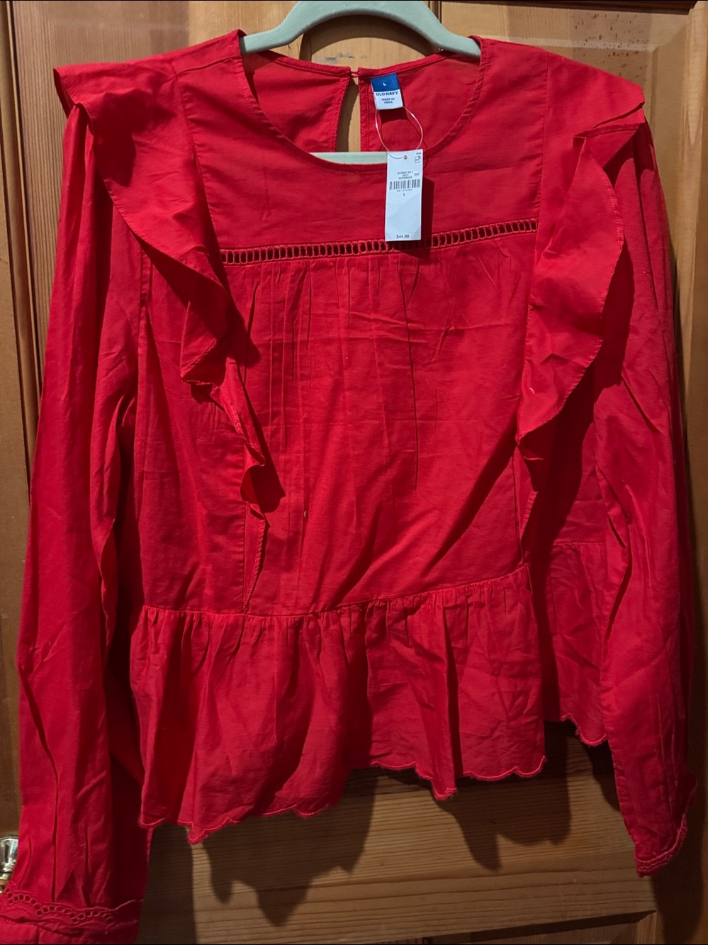 Old Navy Red Ruffle Peplum Blouse
